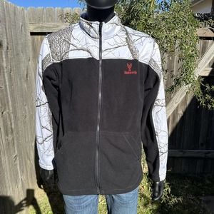 Huntworth Mens Jacket Size L Fleece White Camouflage Quarter‎ Zip Pullover Camo